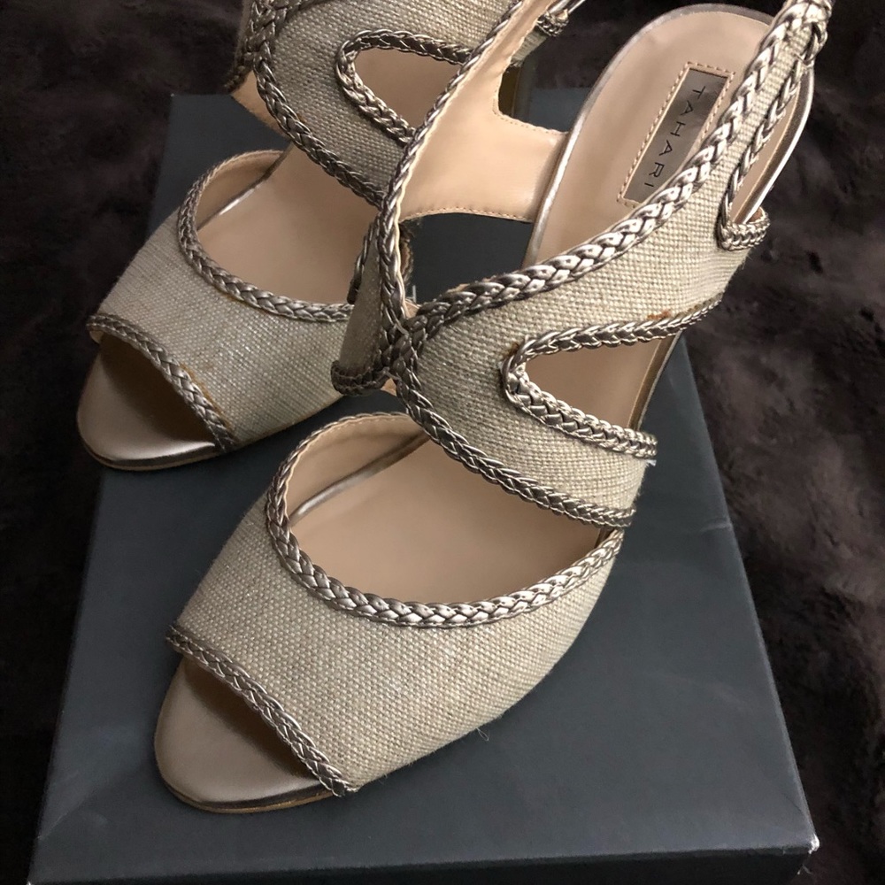 Tahari open toe high heels size 10. Brand new